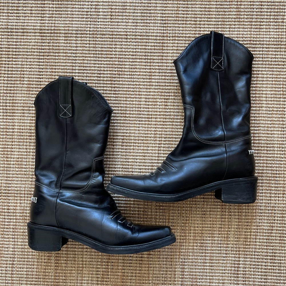 $560 Neute black western cowboy leather boots
